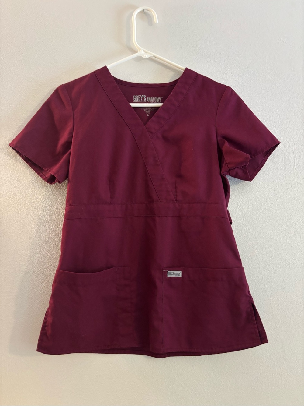 Grey's Anatomy Maroon V-Neck Scrub Top